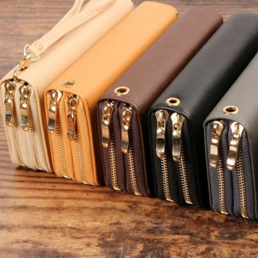 Cream Double Zippered Wallet / Wristlet BRAND NEW